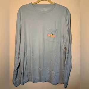 Vineyard Vines Blue Mens Long Sleeve Pina Colada Pocket Wale